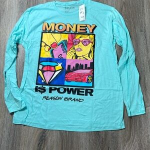 Reason ‘Money i$ Power’ Men’s Long Sleeve T-Shirt Size XL